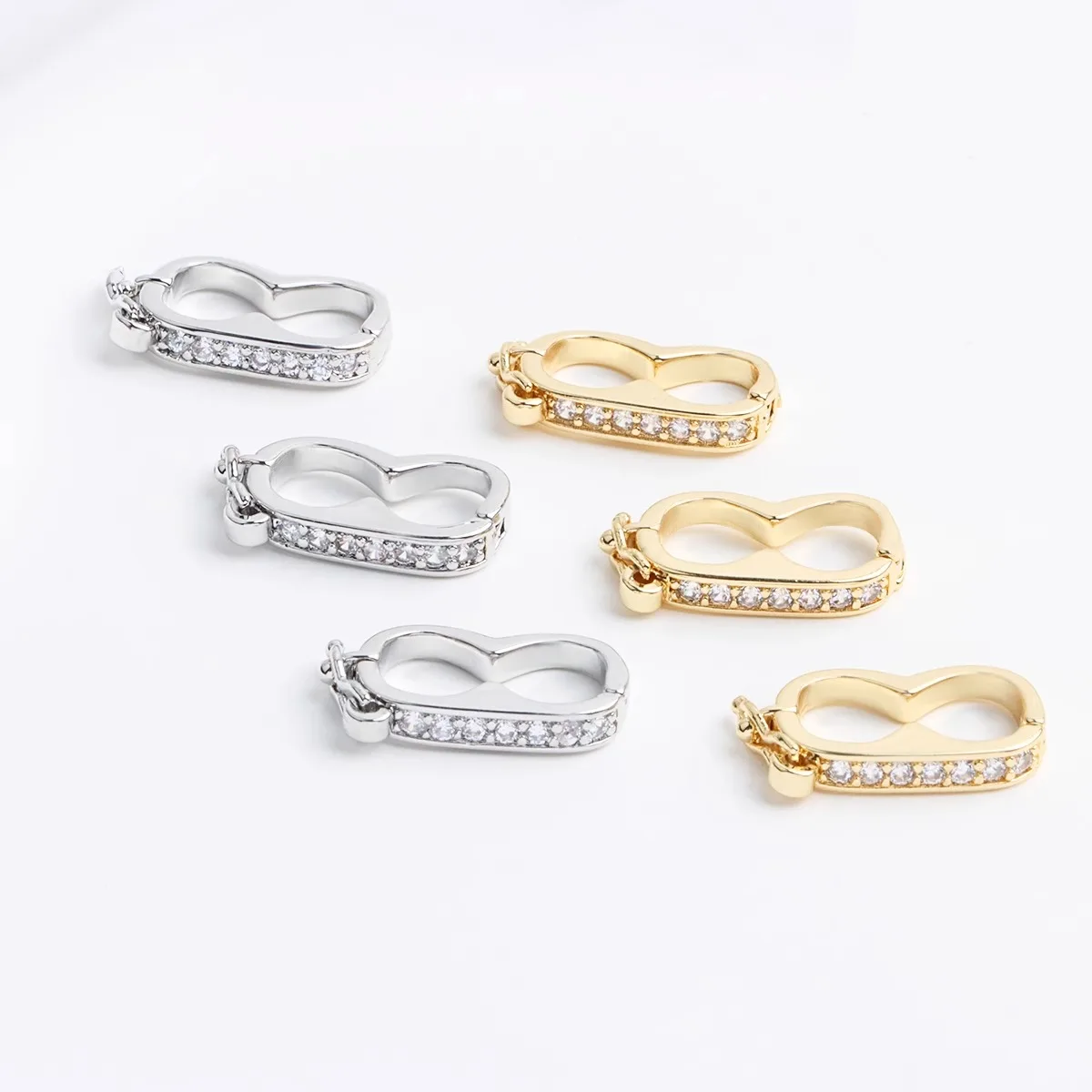 

18K Real Gold Plated Micro Zirconium Pearl Necklace Bracelet Clip Universal Buckle Sweater Chain Buckle DIY Accessories
