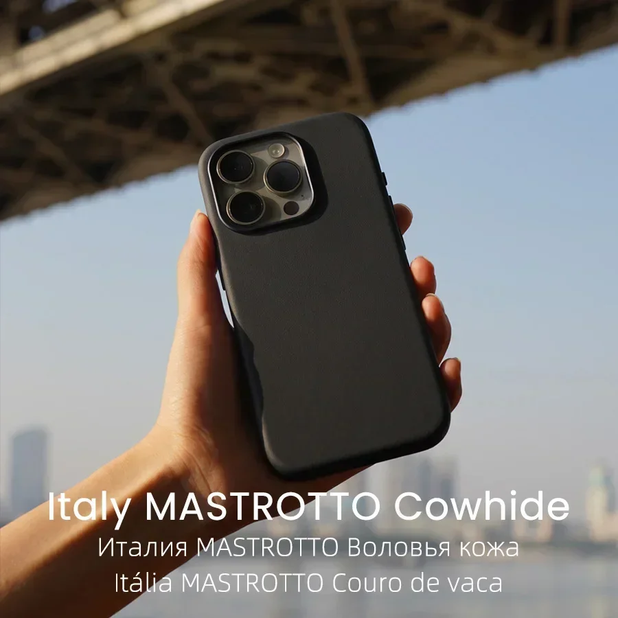 Italian Nappa Genuine Leather Case for iPhone 16 15 14 13 12 Pro Max Magnetic Supercar Interior Business Premium Cow Phone Cover