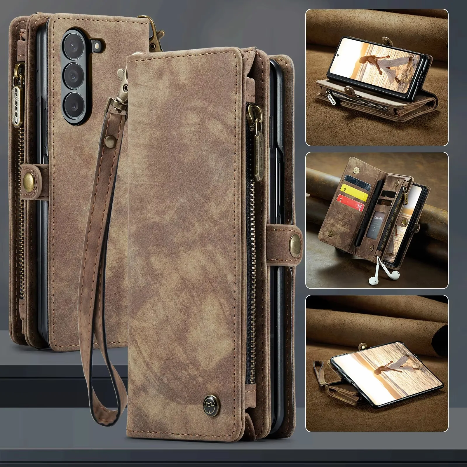 Multi-function flip wallet mobile phone bag For Samsung Galaxy Z Fold 6 5G Detachable Wallet Leather Protection Case