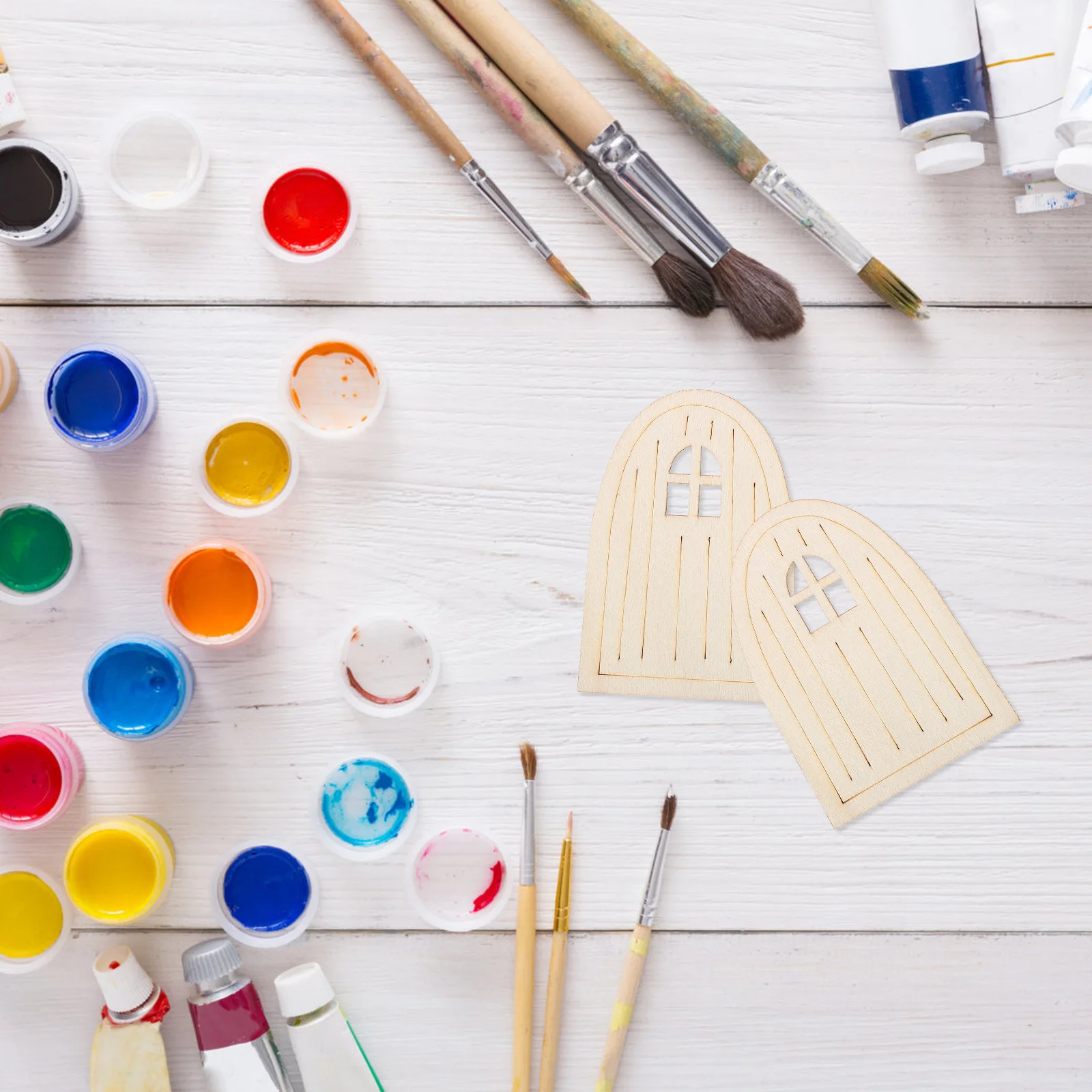 

10pcs Wooden Doors Unfinished Mini Craft Kit For Diy Home Decor Garden Party Wood Craft Fairy Accessories Mini Wooden