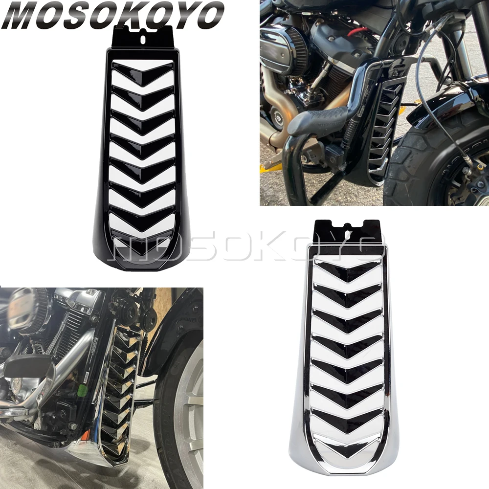 

For Harley Softail Street Bob Breakout Fat Boy Low Rider Black Chrome Motorcycle Front Lower Radiator Cover Chin Fairing Spoiler