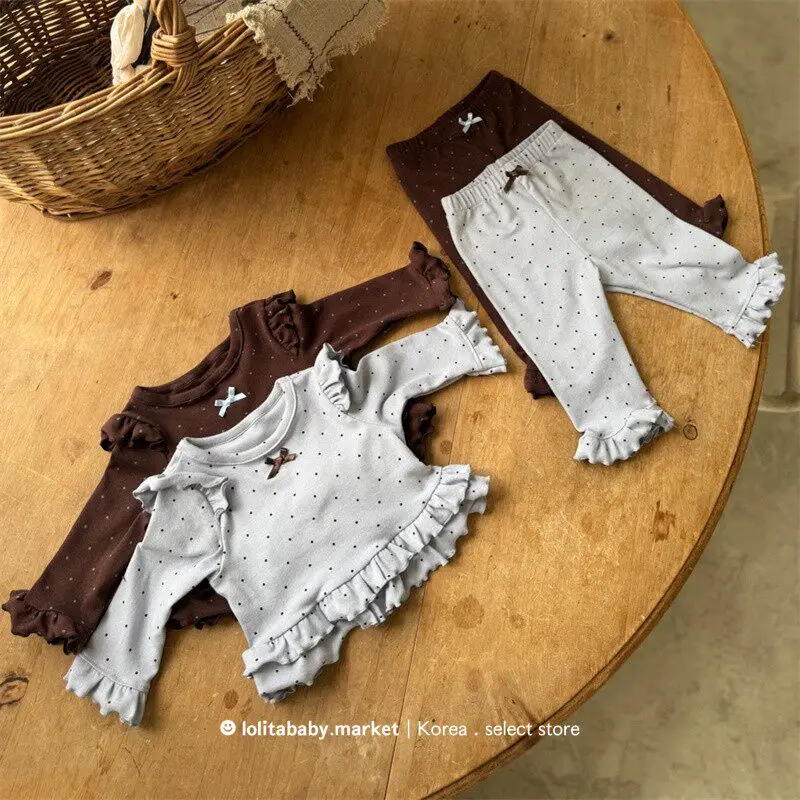 Children's Autumn Outfit Set, New Baby Autumn Long Sleeved Printed Set, Girls' Underwear Two-piece Set