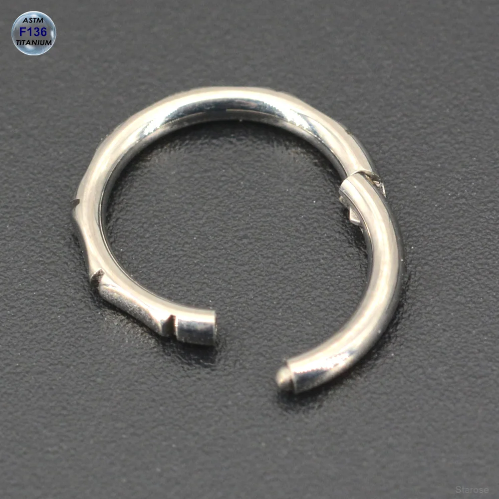 Bamboo Joint 1.2x8/10mm ASTM F136 Titanium Labret Piercing Hinged Clicker Segment Rings Nose Helix Piercing Hoop Daith Earrings