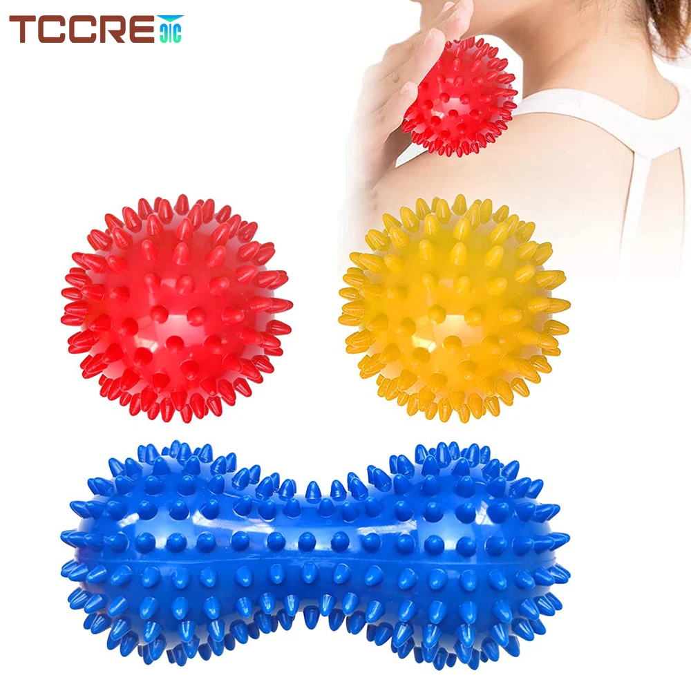 3Pcs Peanut Hedgehog Balls Trigger Point Spiky Massager Plantar Fasciitis Massage Ball Yoga Acupoint Massage Muscle Pain Relief