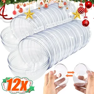 1/12 PCs DIY -Kugeln hohl Weihnachtsfest transparent Plastik Füllbares Bauble Weihnachtsbaum Hanging Ornamente House Party Geschenke 10 Hauptverkäufe transparente Weihnachtsbälle - №1