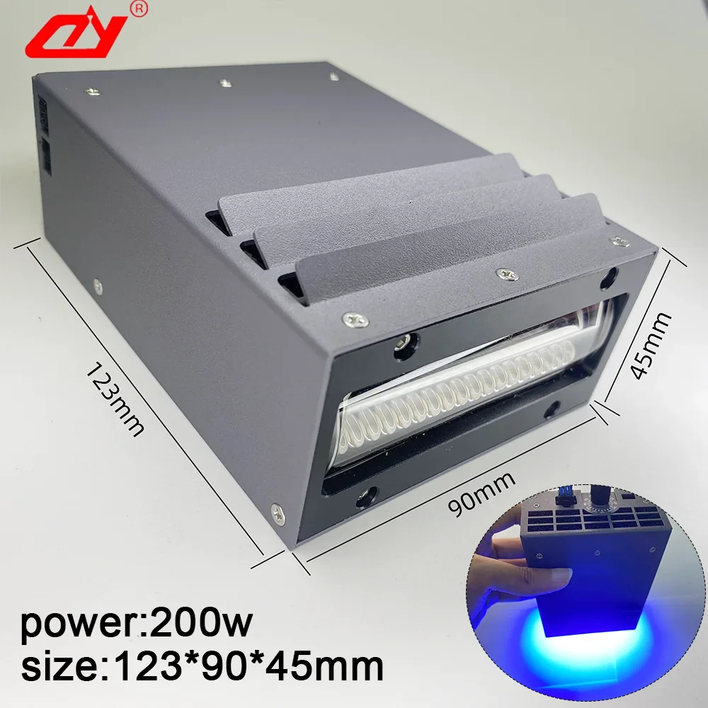 

UV LED Curing Lamp Size 80*20mm Air Cooling UV Lamp High Intensity for UV Printer Ink 395nm/Epoxy Resin/Glue Curing Light