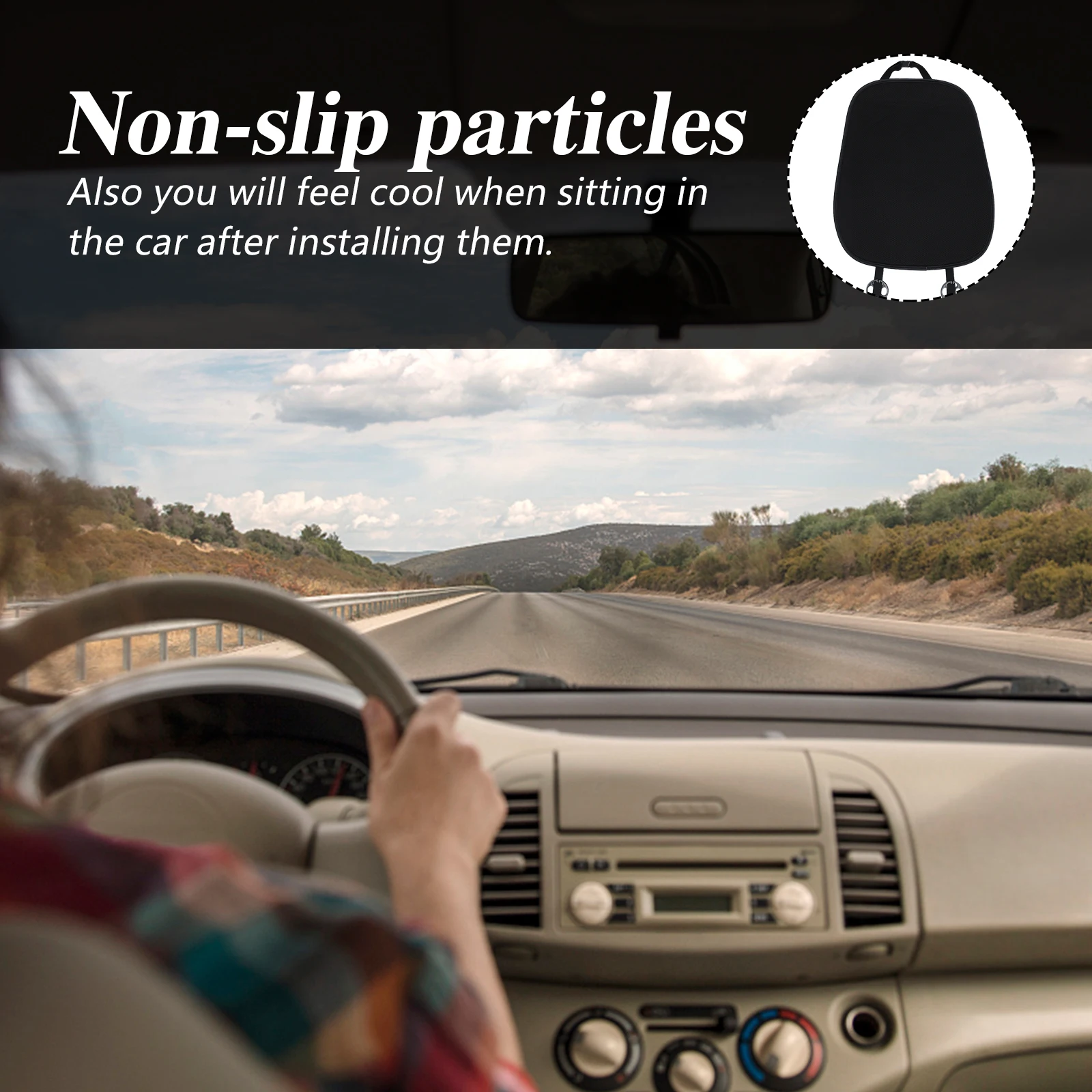 

Ergonomic Black Ice Silk Car Seat Cushion Non Slip Summer Auto Accessories Breathable Back Support Mat Car Interior Products