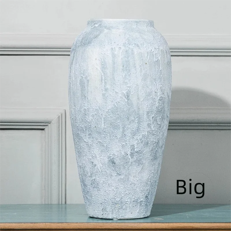 Neo-classical European Retro Living Room Ceramic Top Vase Floral Art Set Decor Home Dried Flower Arrangement Decorations
