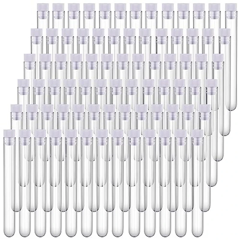 200 Pack Clear Plastic Test Tubes 12 x 100mm 12 Ml Plastic Tubes with Caps Candy Tubes Test Lab Tubes for Scientific