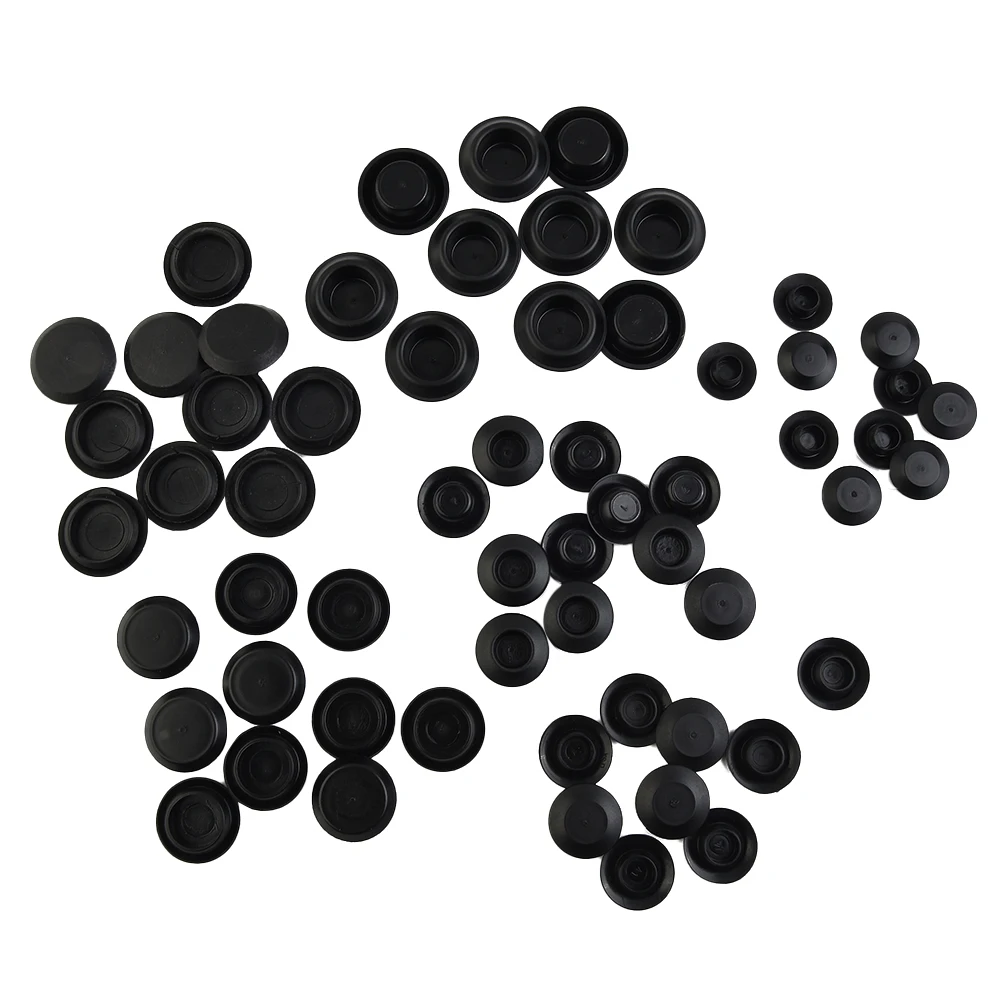 60pcs/kit Car- Flush Mount Black- Plastic Hole Plug- Assortment Car Body- Sheet Metal- Plugs 7/8 Inch Parts Blanking End Covers-