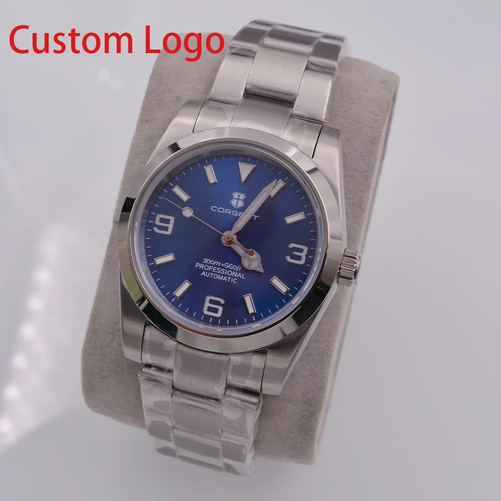 36mm/40mm relógio automático à prova dwaterproof água relógio mecânico masculino nh35 movimento safira cristal pulseira de aço inoxidável