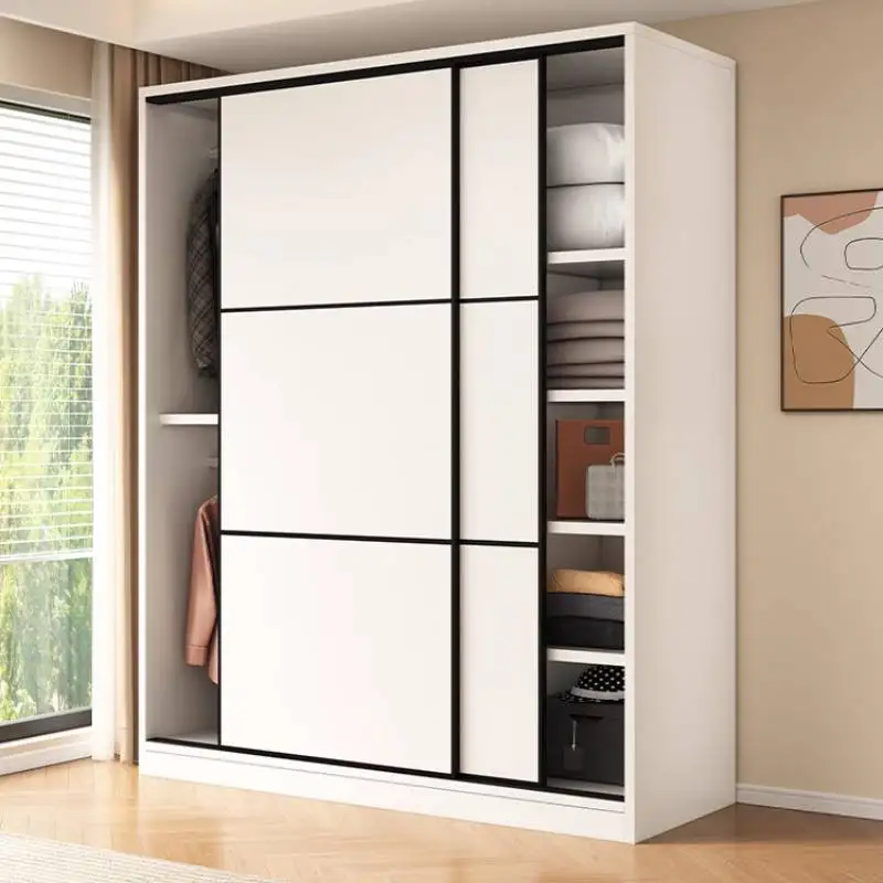 

Heavy Style Wardrobes Closet Wooden Wheel Black Saving Storage Wardrobes Adult Drawers White Guarda Roupas Furniture For Home