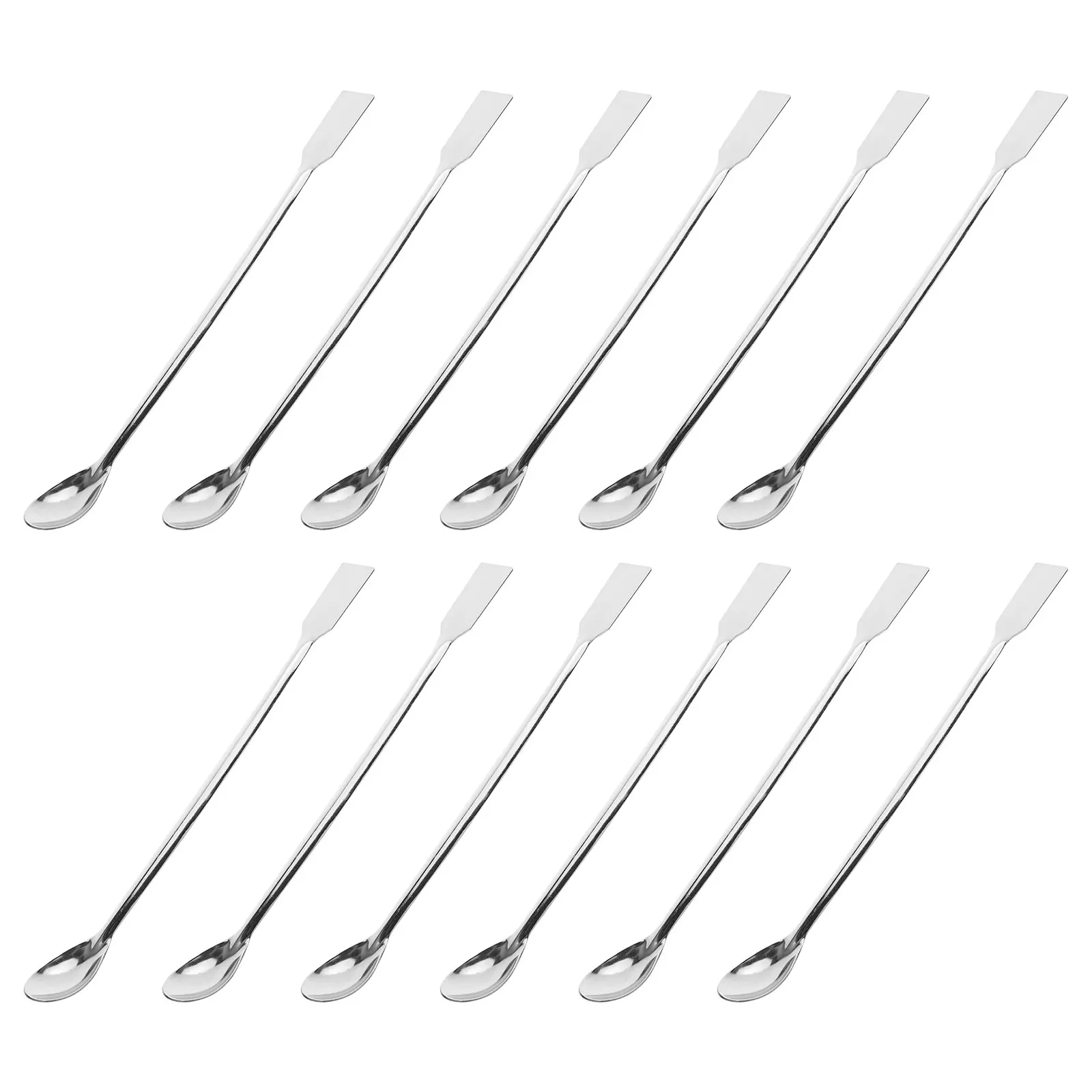 

12 Pcs Laboratory Mixing Spoon Sampling Square Stainless Steel Stirring Spoons Double End