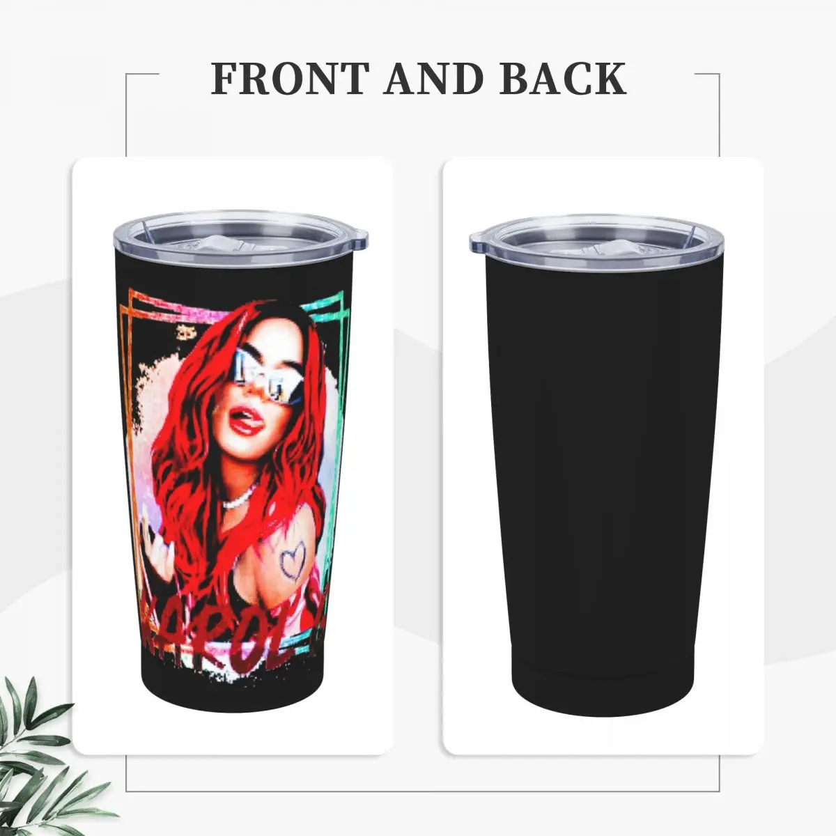 Singer K-Karol G Tumbler Red Hair Hot Drinks Water Bottle Heat Preservation Stainless Steel Thermal Mug Graphic Travel Car Mugs