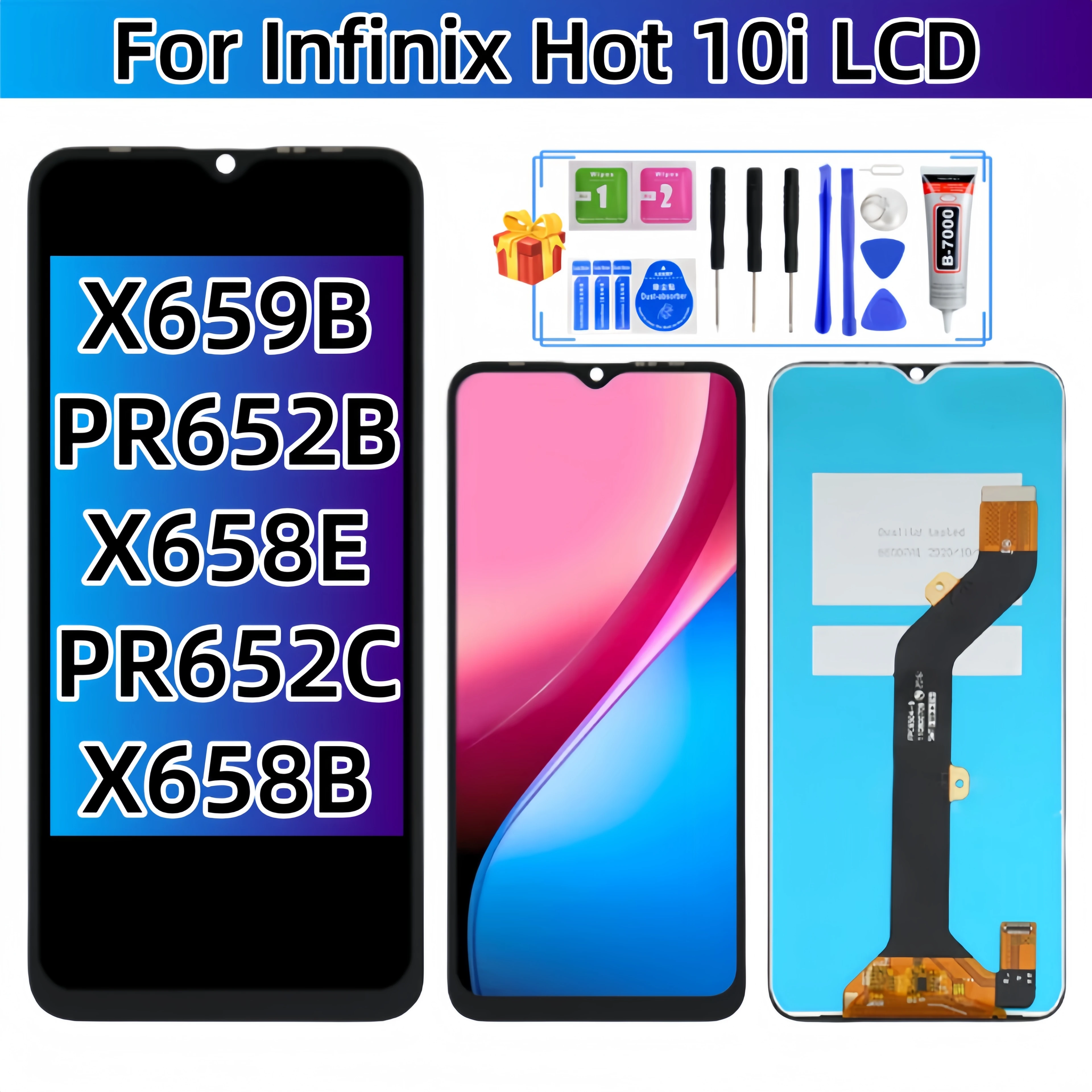 

Для Infinix Hot 10i X659B PR652B X658E PR652C X658B ЖК-дисплей с сенсорным экраном в сборе, запасные части для ЖК-дисплея