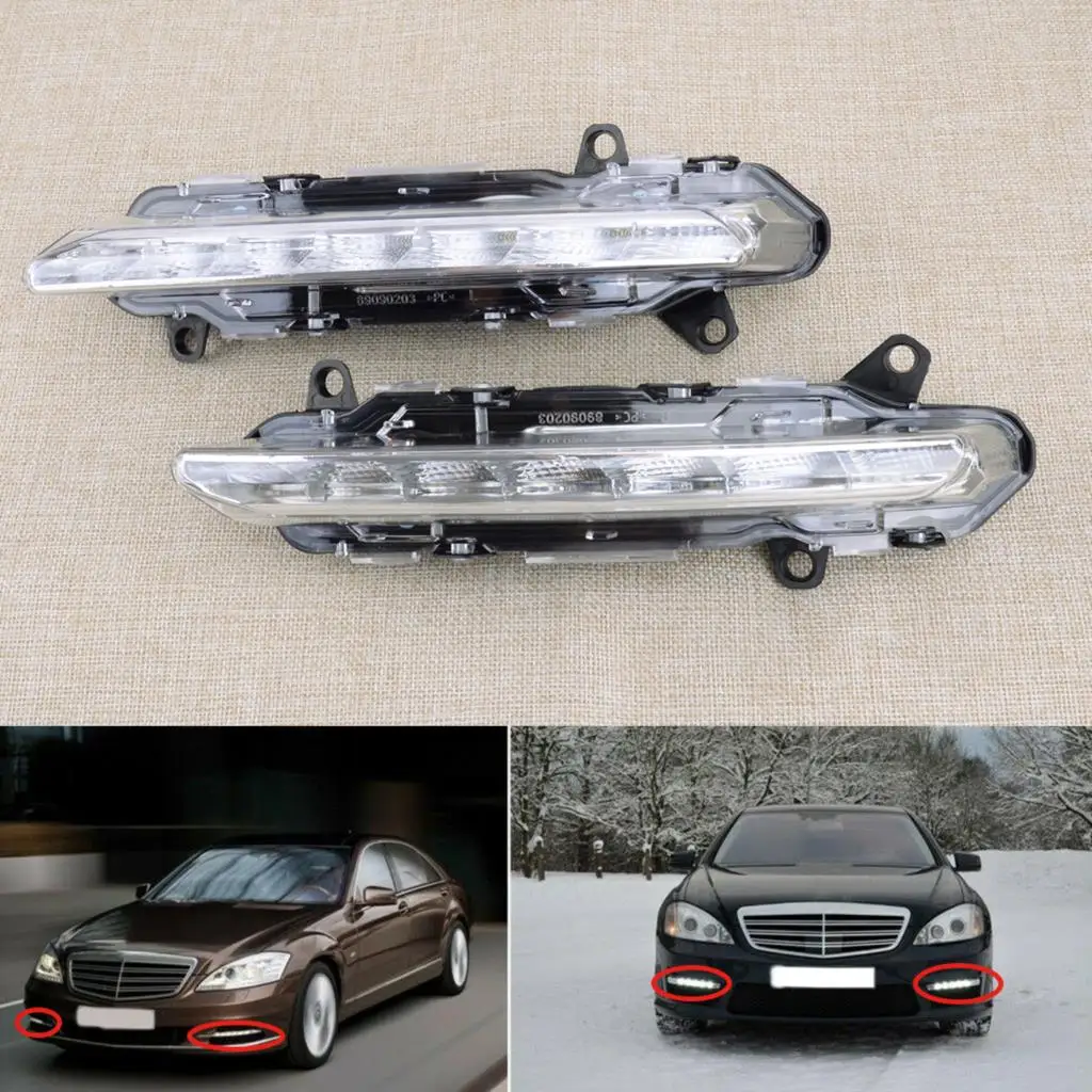 A2218201756 12V 1 Pair Car Front LED Bumper DRL Fog Light Fit for Mercedes Benz S W221 S350 S400 S450 S500 S550 S600 A2218201856