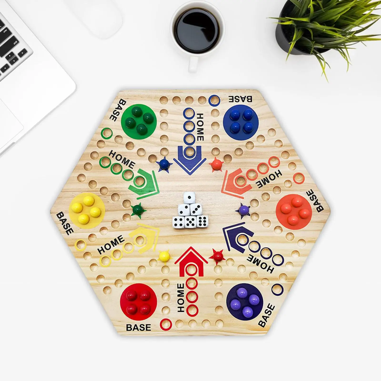 Double Sided Marble Board Game Painted Board Game 6 and 4 Players Travel Toy Playset for Party Family Game Kids Friends Adults