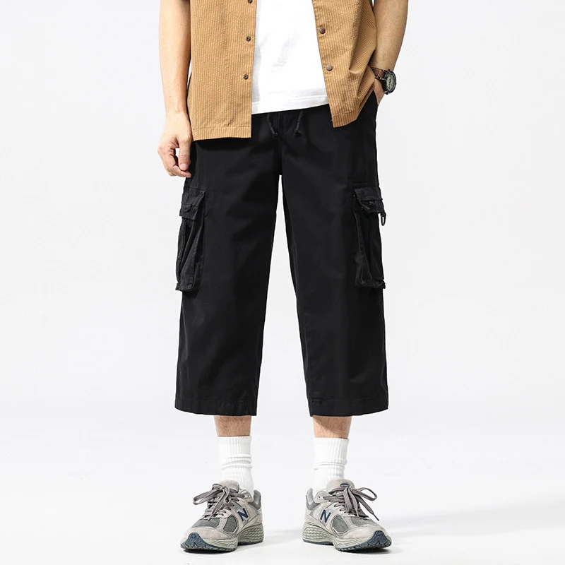 

Men's Casual Loose Work Pants American Style Rugged Handsome Retro Trendy High-End Cropped Summer Thin Design