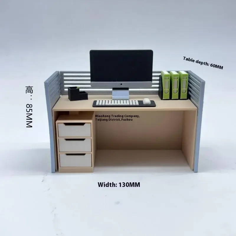 1 مجموعة دمية مصغرة خزانة الملفات مكتب الكمبيوتر وكرسي عدة مكتب المشهد نموذج مشهد العمل ديكور المنزل حلية