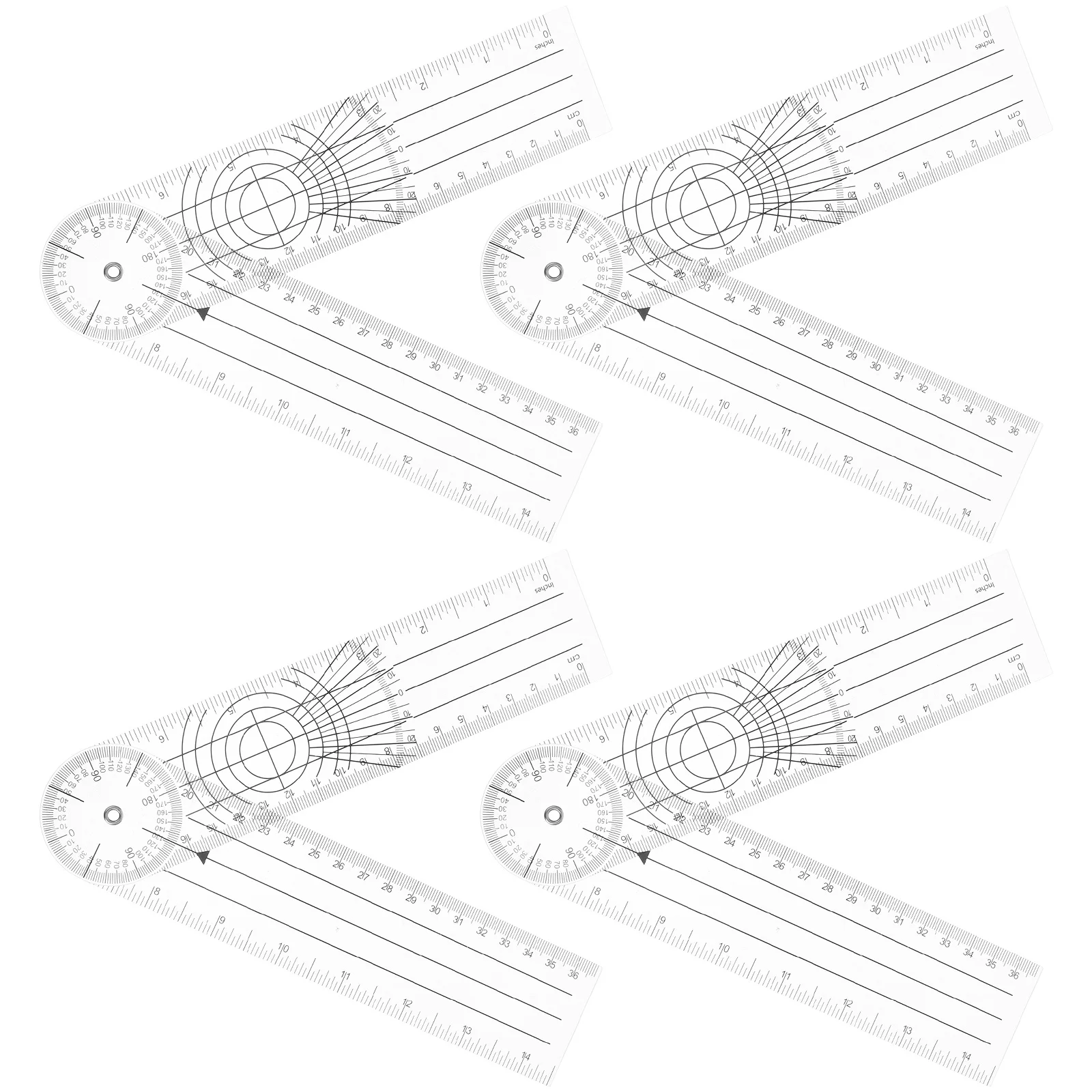 Picture 7: 4Pcs Protractor Angle Finder Tool Clear Plastic Goniometer for Accurate Angle Measurement Foldable Design Ideal for Medical