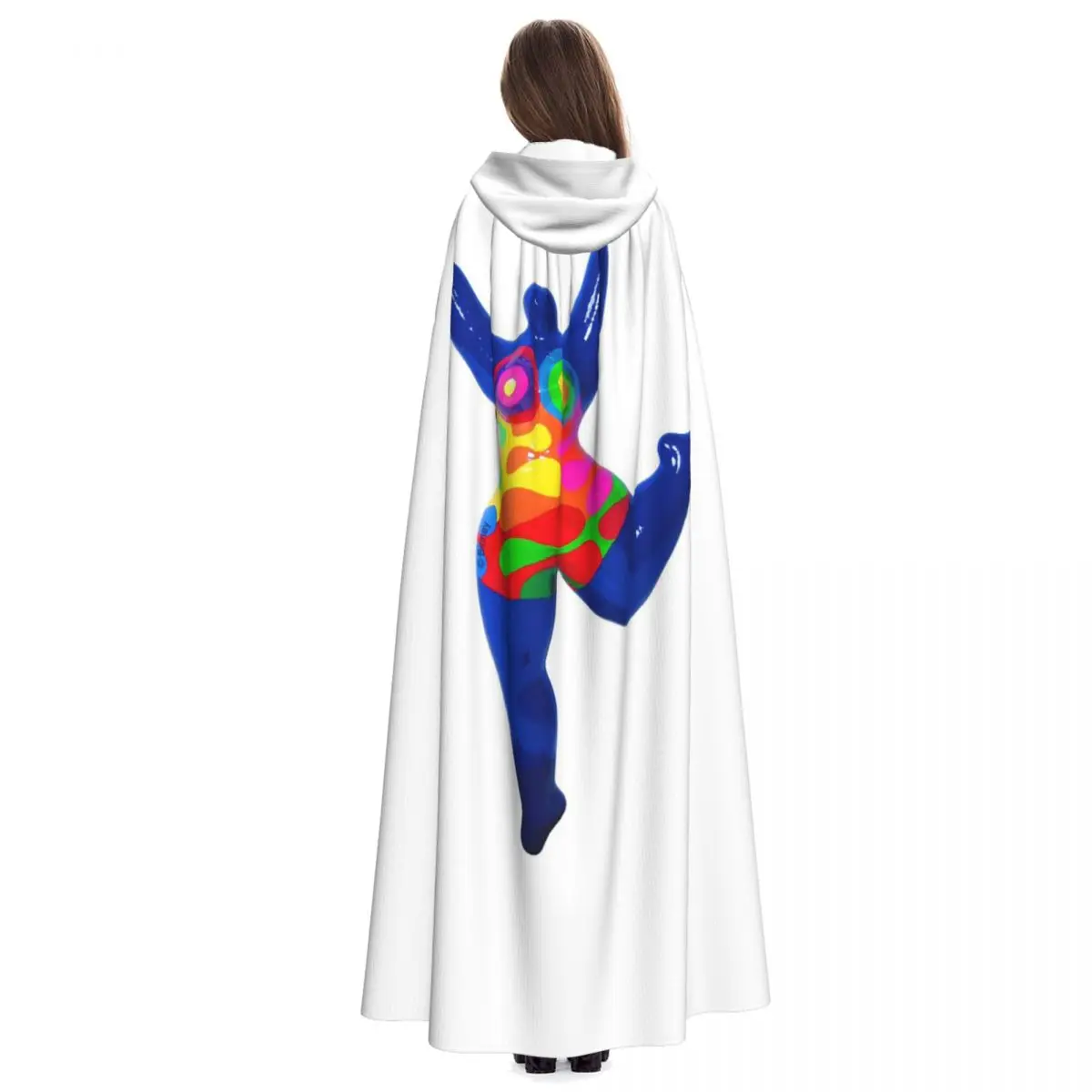 Blue Nana Biriney Tribute To Niki De Saint Phalle Long Hooded Cloak Witch Medieval Costume Cosplay Cape HalloweenVampire - view 2