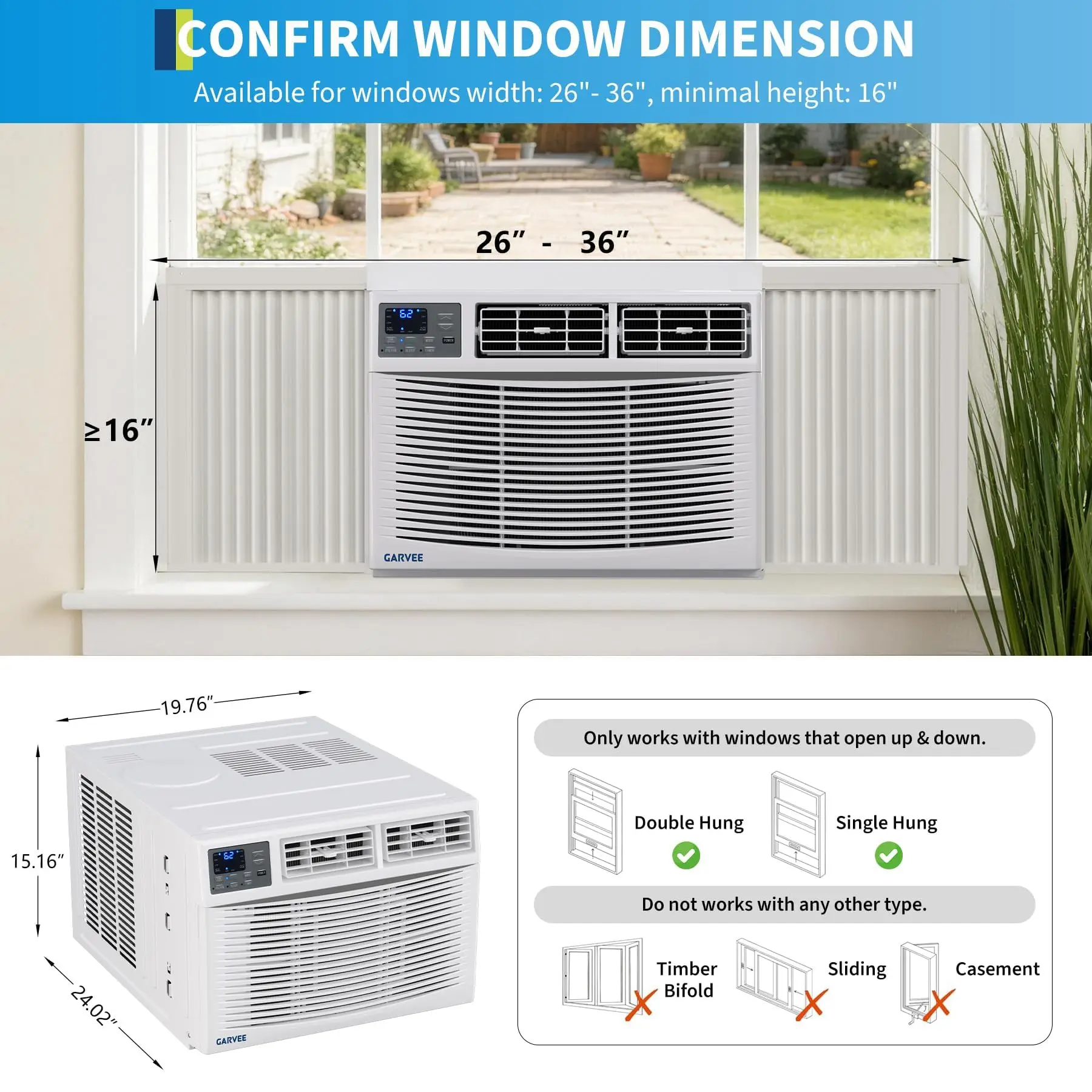 4 In 1 Window Air Conditioner And Heater Combo Dehumidifier And Fan Smart WiFi App Remote Control Energy Efficient Cooling And Heating Alexa Compatible Up To 350 Sq Ft US Standard view 4