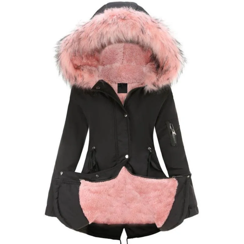 

Warm Winter Parka Coat S 35359 Hooded Crossing Border Women's Jacket Faux Fur Collar Stand up Collar Thicken Spring 2026