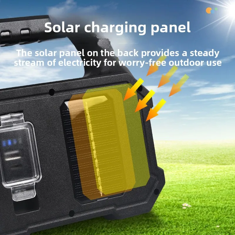 Luce da campeggio COB ad energia solare: equipaggiata con lenti, ricaricabile tramite USB, lanterna, lampada da campeggio, proiettore e luce portatile