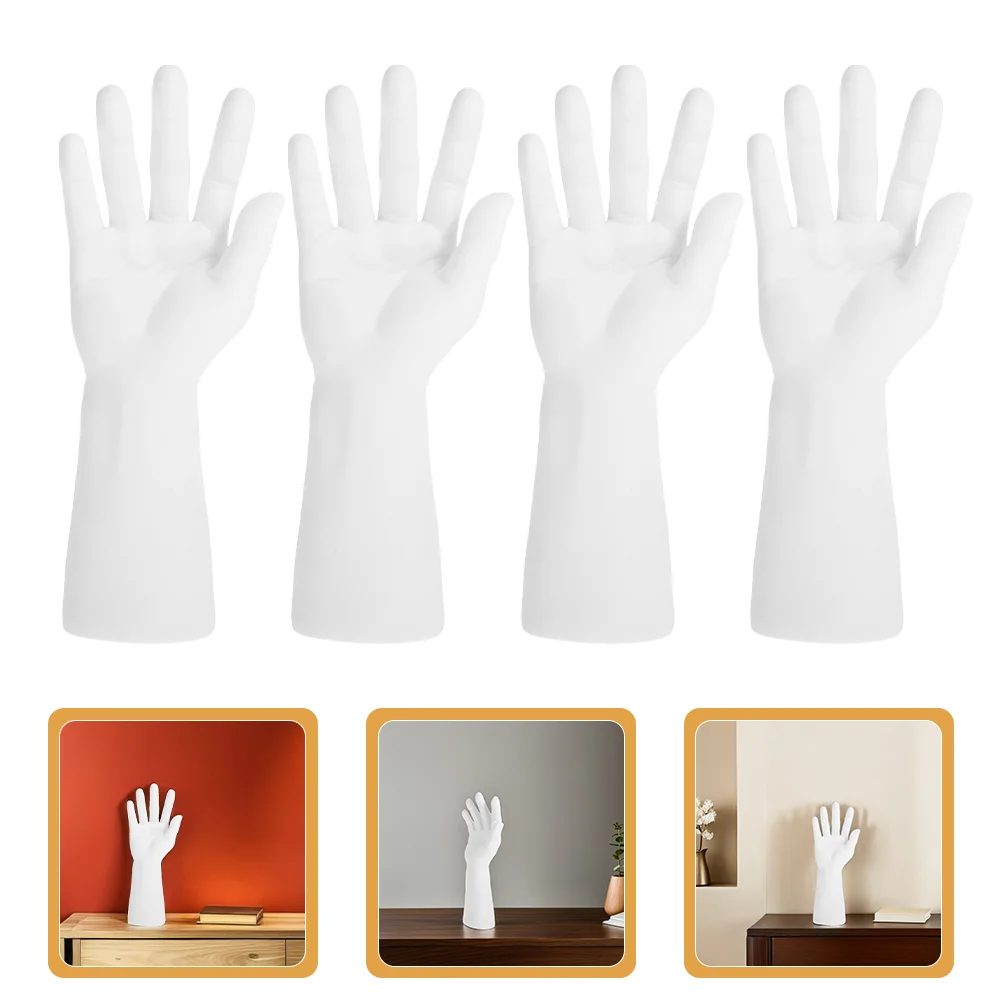 

4 Pcs Vintage Airplane Centerpieces Hand Mold Gloves Jewerly Display Jewelry Model Props Mannequin Rack Stand White Ring Holder