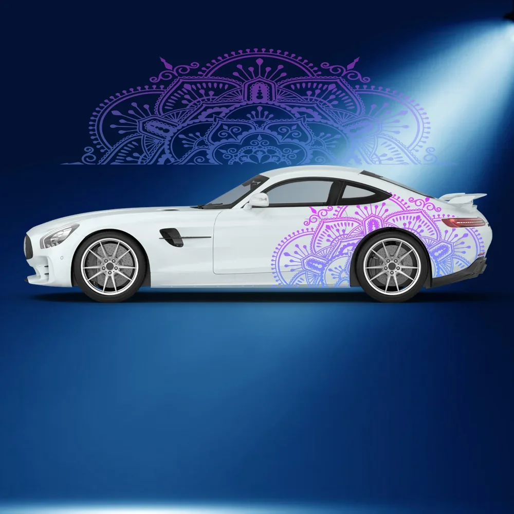 

Purple Mandala Flowers Print Car Side Sticker Vinyl Self-adhesive Paper Motorsport Paint Decal Suitable for Truck Suv Decoration