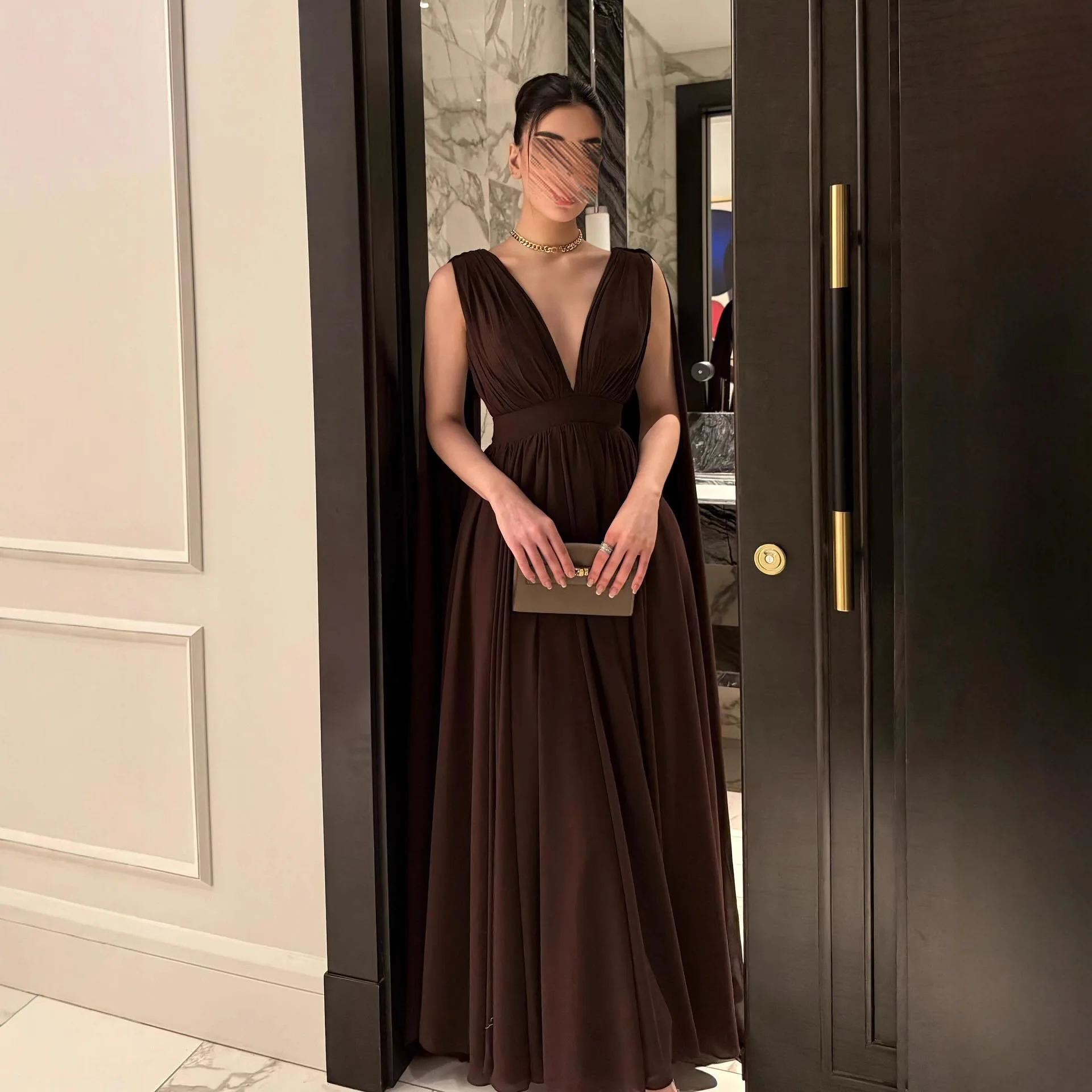 

Женское модное вечернее платье для взрослых по индивидуальному заказу с благородное элегантное темпераментное шифоновое платье со складками вечернее платье с открытой спиной