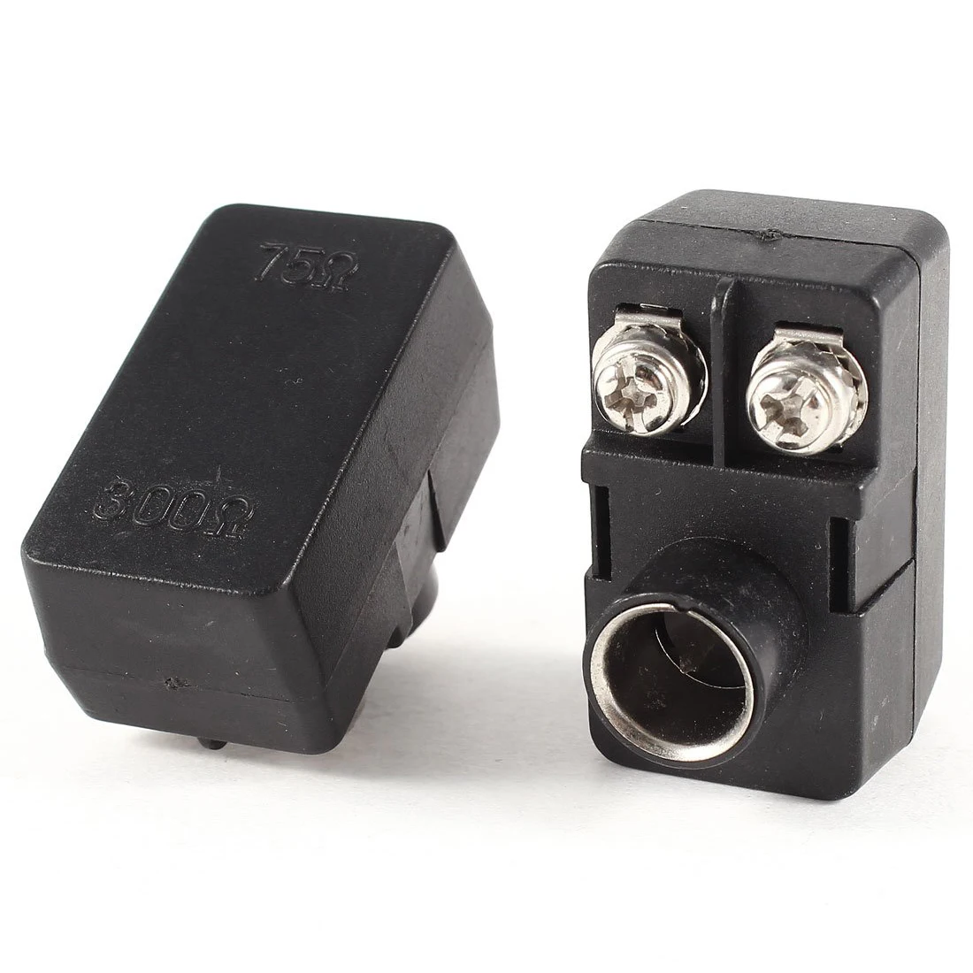 2 x หม้อแปลงเสาอากาศที่ตรงกัน300/75โอห์มทีวี F อะแดปเตอร์โคแอกซ์