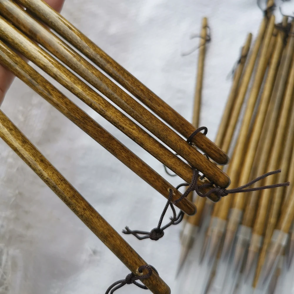 Pinceles de caligrafía de madera, pincel de escritura de pelo de comadreja de Lobo, pincel de pintura china, pluma de escritura Regular tradicional, venta al por mayor