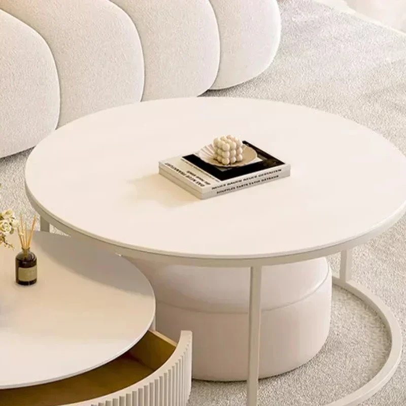 White Vanity Coffee Table Floor Makeup Elegant Design Corner Round Table Modern Liftable Funky Table De Chevet Bedroom Furniture