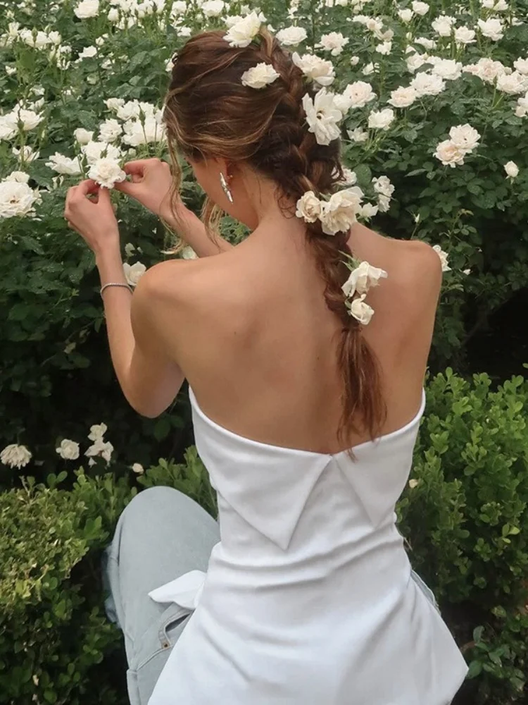 Solidne topy typu tuba dla kobiet biustonosz bez ramiączek wywijany głęboki dekolt Lenceria Femenina biustonosz bez pleców Femme Split Bandeau Top
