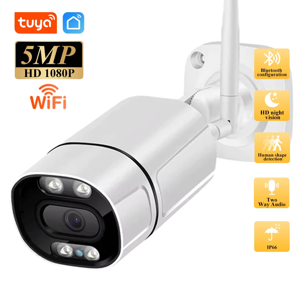 

Tuya 5MP 1080P IP Camera Outdoor WiFi Security Camera Wireless Video Surveillance WIFI Bullet CCTV HD Security Protection Cam