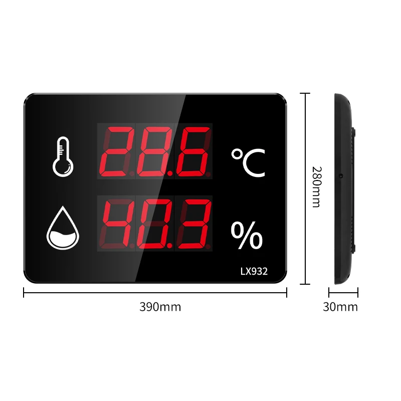 hygrometer thermometer digital humidity meters instruments LED  Wall-Mounted for home pool garden with external sensor probe