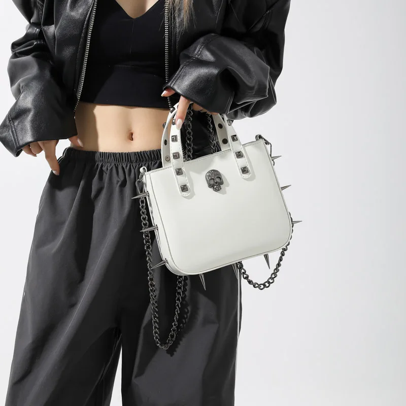 Personality Girls Punk Rivets Y2k Aesthetic Shoulder Bag Korean Gothic Cross Handbags Women Casual Vintage Crossbody Bags Trendy