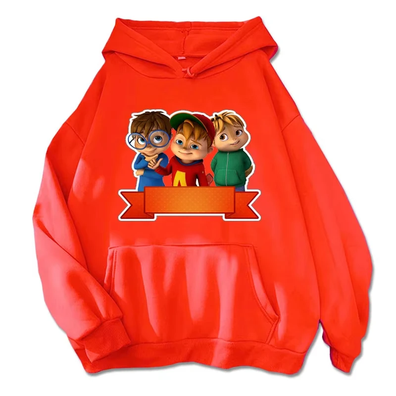 Weicher, bequemer Cartoon-Hoodie Alvin und die Chipmunks Grün Rot Blau Langarm-Pullover Kapuzenpullover Film-Animation – Detail 17