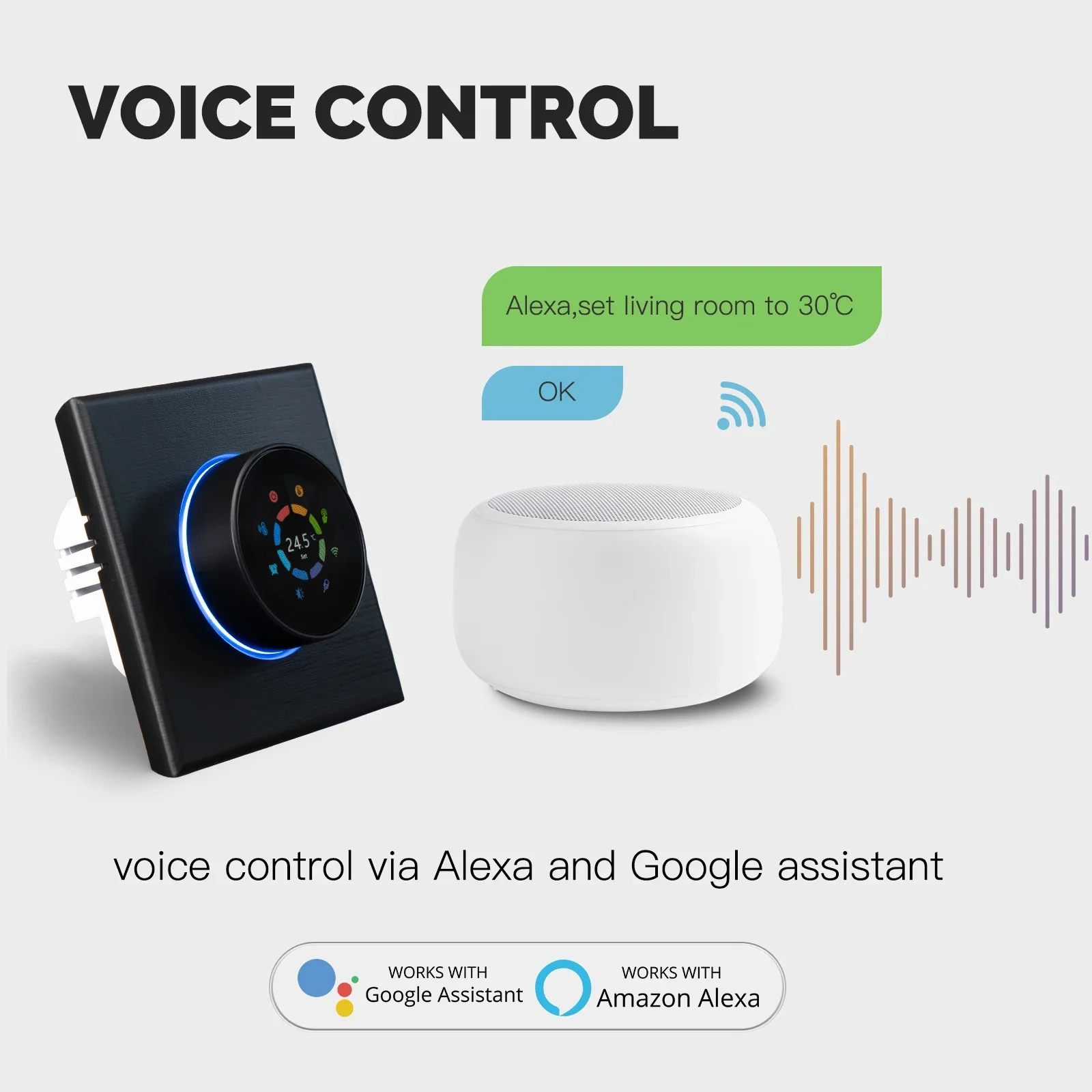 Imagem -03 - Botão de Aquecimento Doméstico Inteligente Termostato Controlador de Temperatura para Água Caldeira a Gás Aquecimento Elétrico Funciona com Alexa Google Home