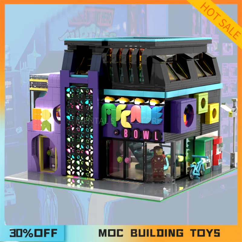 2486PCS Customized MOC Arcade Modular Street View Building Blocks Technology Bricks DIY Creative Assembly Toys Holiday Gifts