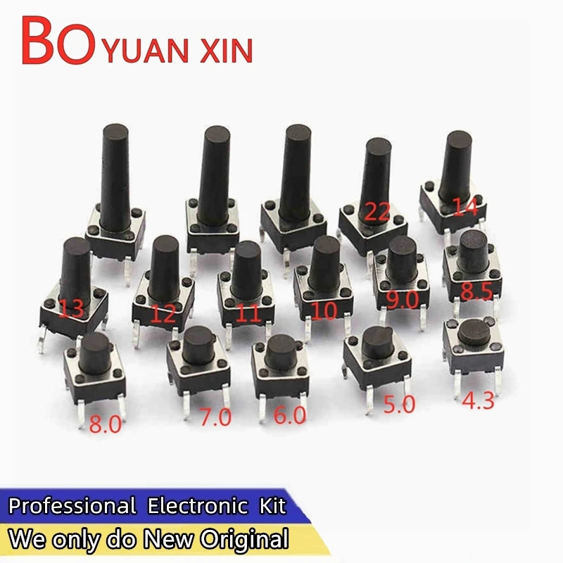 20PCS 6*6 Tact Switch 6x6x4.3MM /5/6/7/8/9/10/11/12/13/14/22MM Tact Switch Push Button 4PIN Micro Switch For Induction Cooker