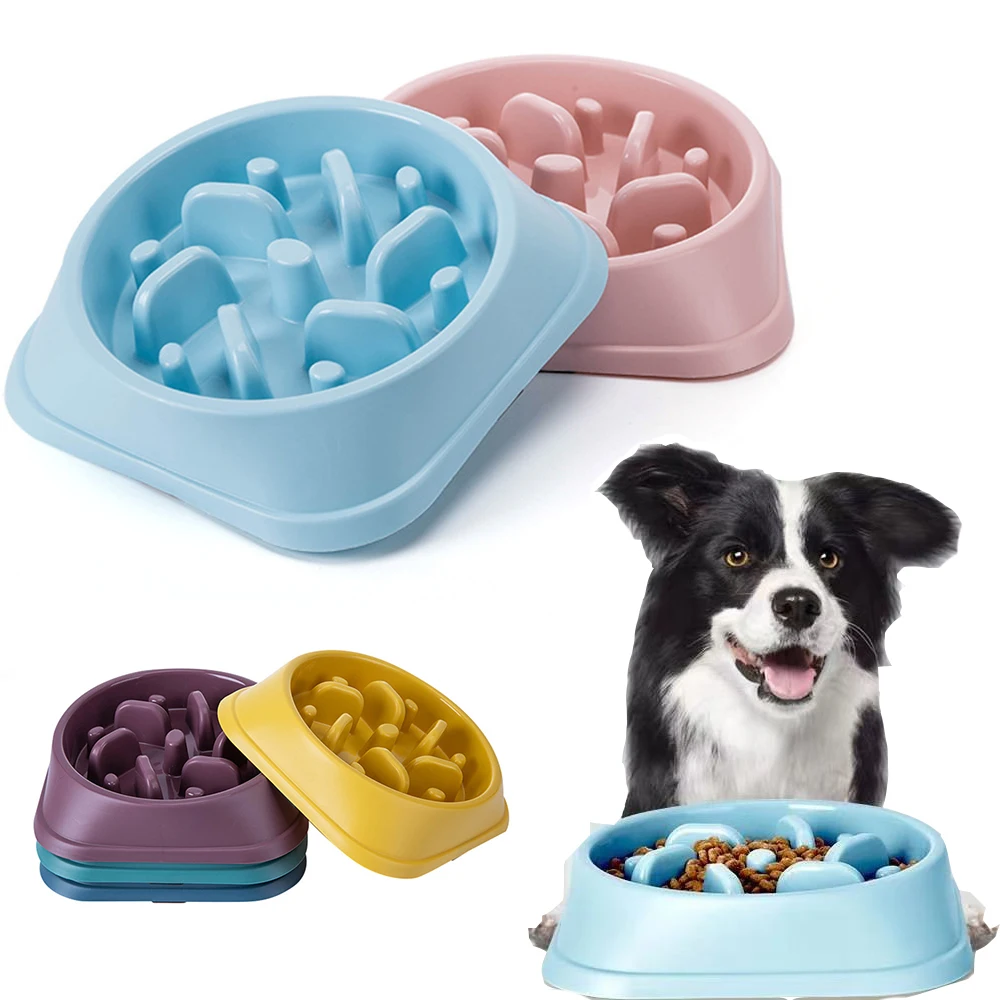 Anti-choking Dog Bowl Pet Slow Food Bowls Non-slip Small Dogs Feeder Cat Puppy Slower Eating Food Basin Plastic Dog Rice Bowl