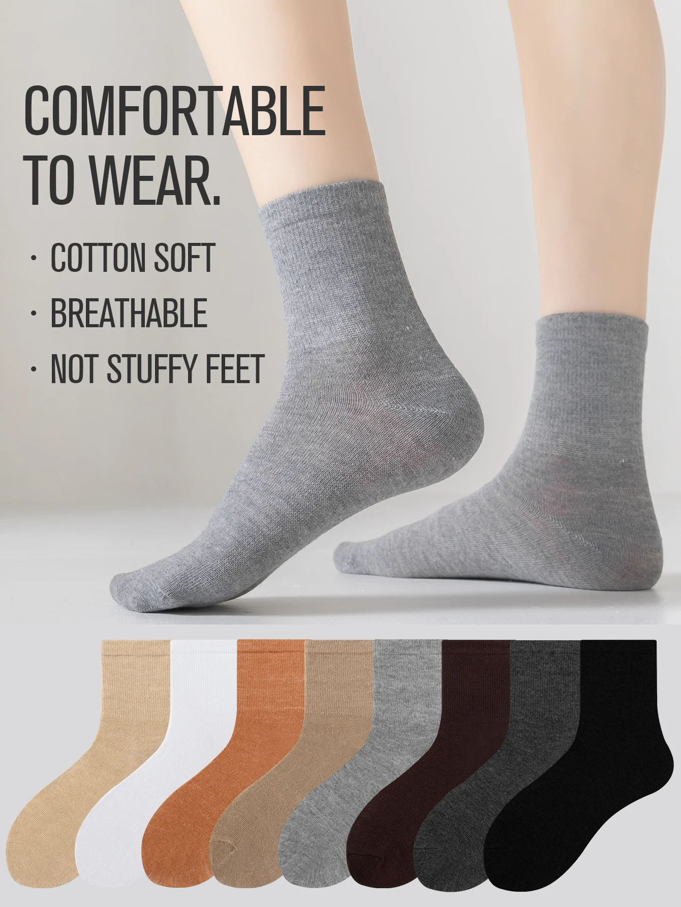 

Nine pairs of women's letter stripes breathable sweatsocks fashion simple all-in-one long tube casual socks