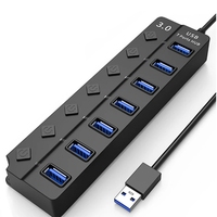 1 Piece Switch Hub3.0 Splitter Hub Port Expander Black USB Computer Splitter 7 Prot 3.0+2.0 Hub