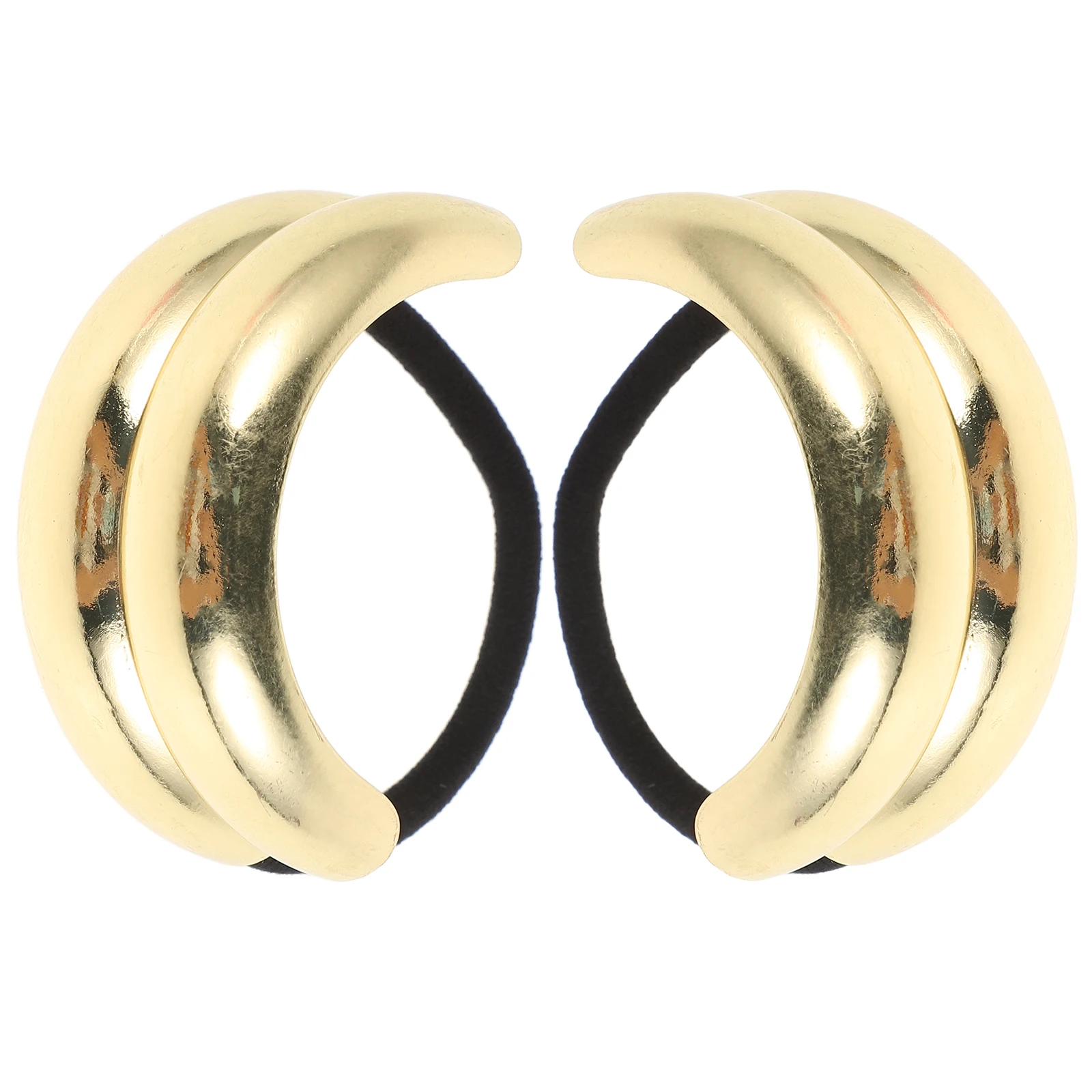

2pcs Black Geometric Ties Accessories For Ponytail Gold Hair Tie Cuff Bands for Thick Hair Styling Daily Party Metal Cuffs
