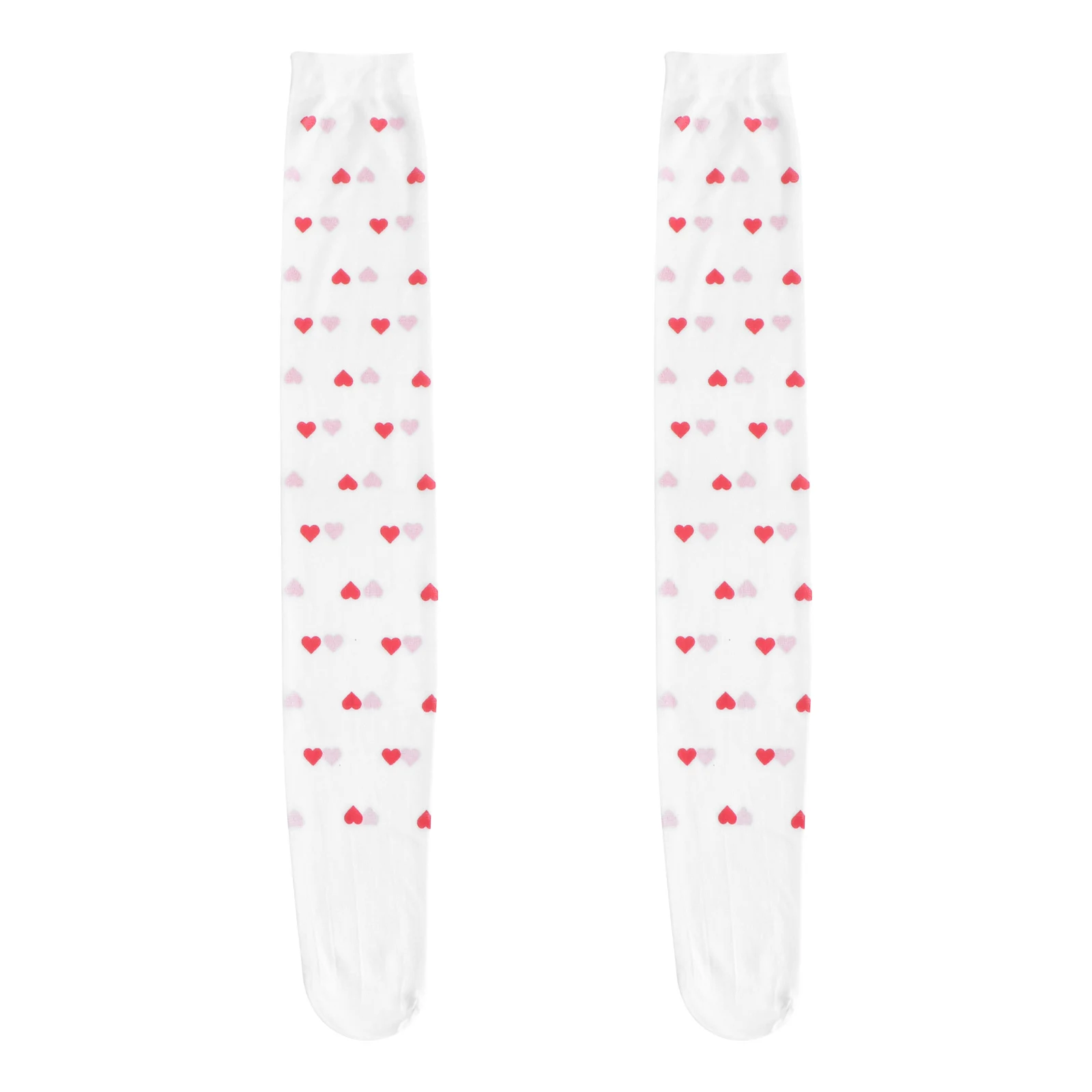 

Heart Print Long Stockings Lightweight Soft Durable High Socks Women Thigh Cosplay Party Daily Wear