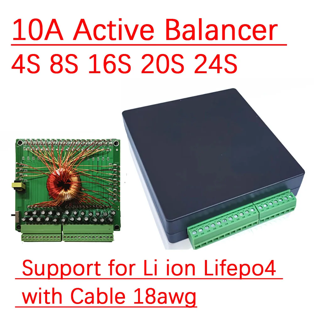 10A Active Balancer 4S ~24S Balance Board Li ion Lifepo4 Lithium Battery Electric car RV Energy Storage 8S 16S 20S BMS Equalizer