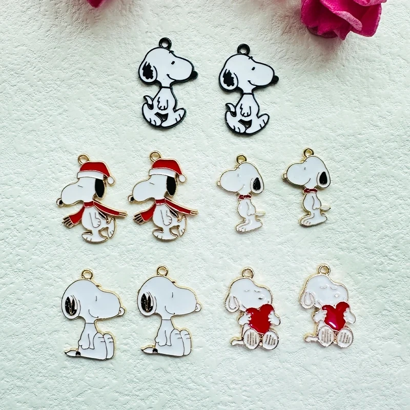 10pcs Alloy Earrings Pendant Cute Dog Animal Enamel Charm Small Pendant DIY Bracelet Pendant Necklace Jewelry Accessories