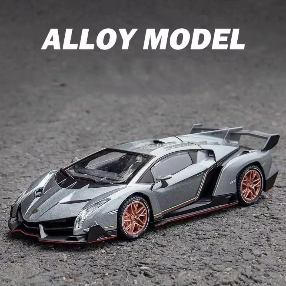 1/24 Veneno Alloy Cars Model Toys Decoration Simulation Metal Die Casting With Sound Light Pull Back Collection Children\'s Gifts